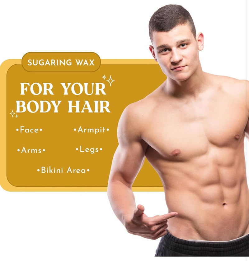 [Australia] - MOOM Organic Hair Removal Sugar Wax for Men with Aloe Vera & Chamomile – Soft Wax for Sensitive Skin & Men Hair - Perfect for Back, Chest, Eyebrow & Body - 12 oz Jar (Strips & Sticks NOT Included) Men wax 12 Ounce (Pack of 1) 