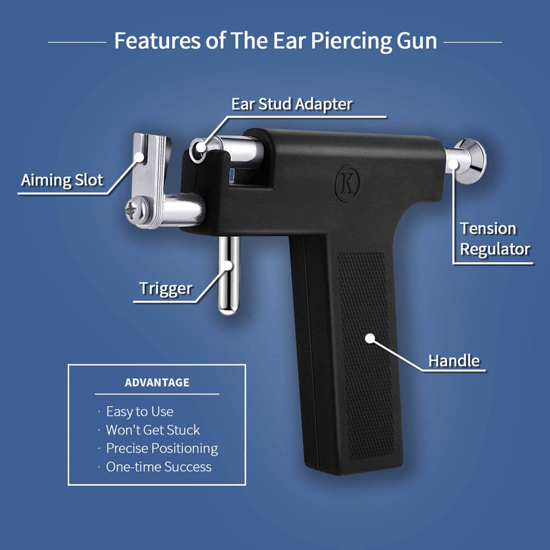 [Australia] - Self Ear Piercing Gun Kit with 12Pairs of CZ Ear Stud Piercing Tools with Multi-Purpose Ear Gun for Salon and Home Use stainless_steel 