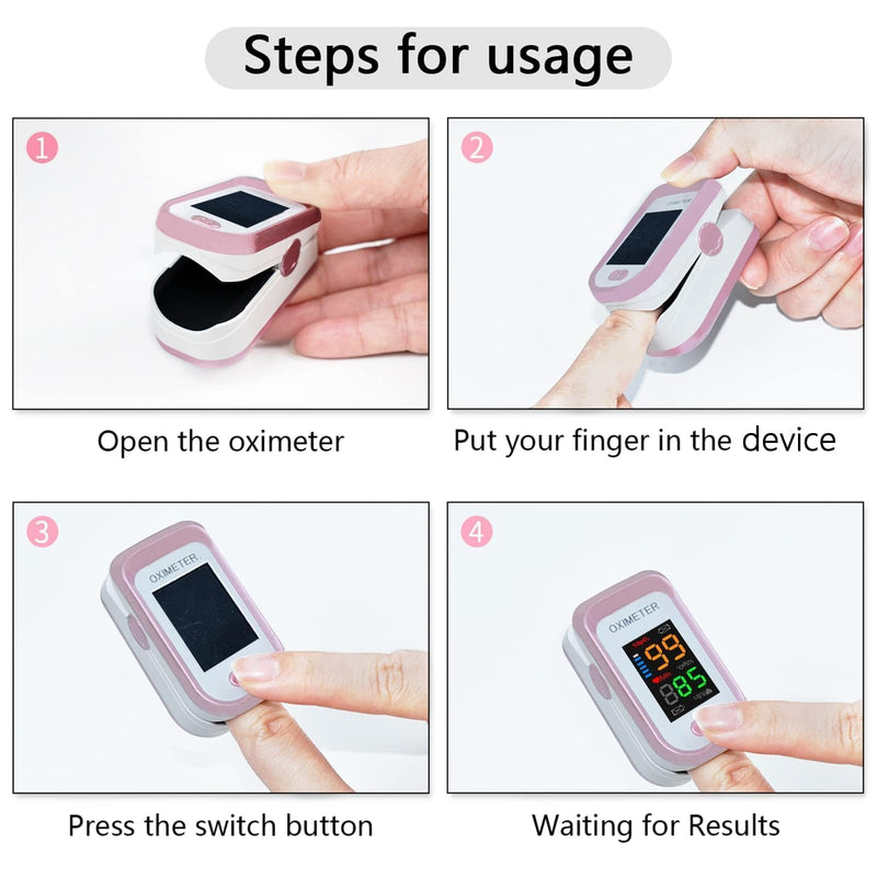 [Australia] - Pulse Oximeter Fingertip, Blood Oxygen Saturation Monitor with Large LED Display, Heart Rate Monitor for Adults, Fingertip Pulse Oximetr, with Lanyard (Rose Gold) 