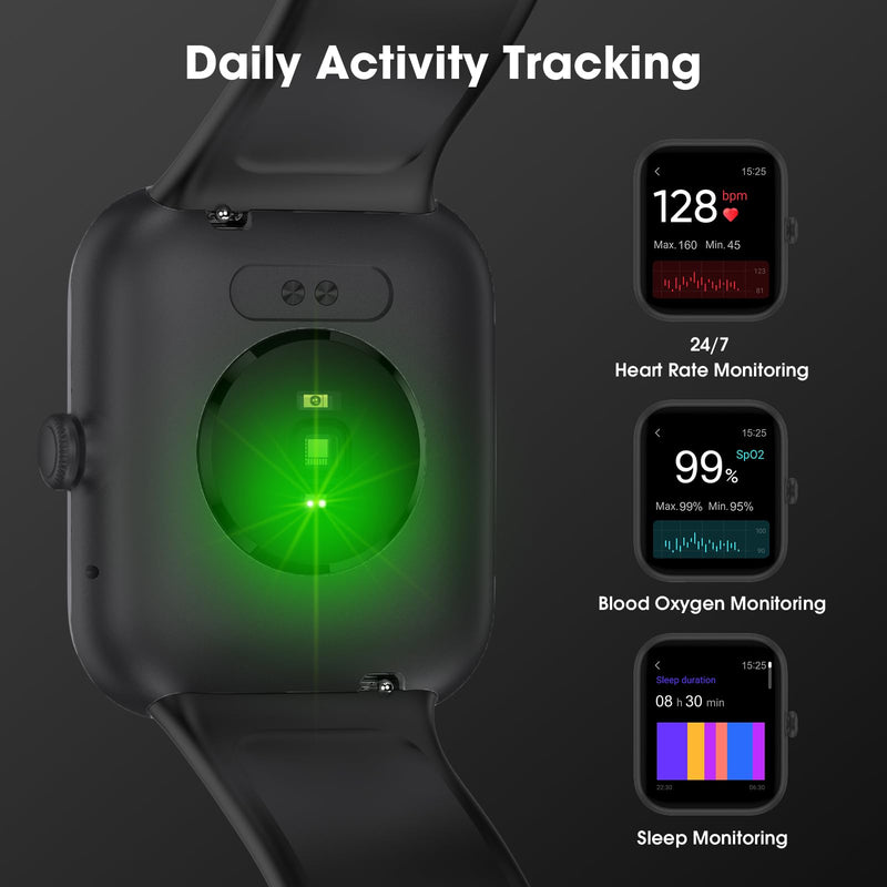 [Australia] - EURANS Smart Watch 45mm, AMOLED Fitness Watch with Heart Rate/Sleep Monitor Steps Calories Counter, IP68 Waterproof Activity Tracker Compatible with Android iOS Black 