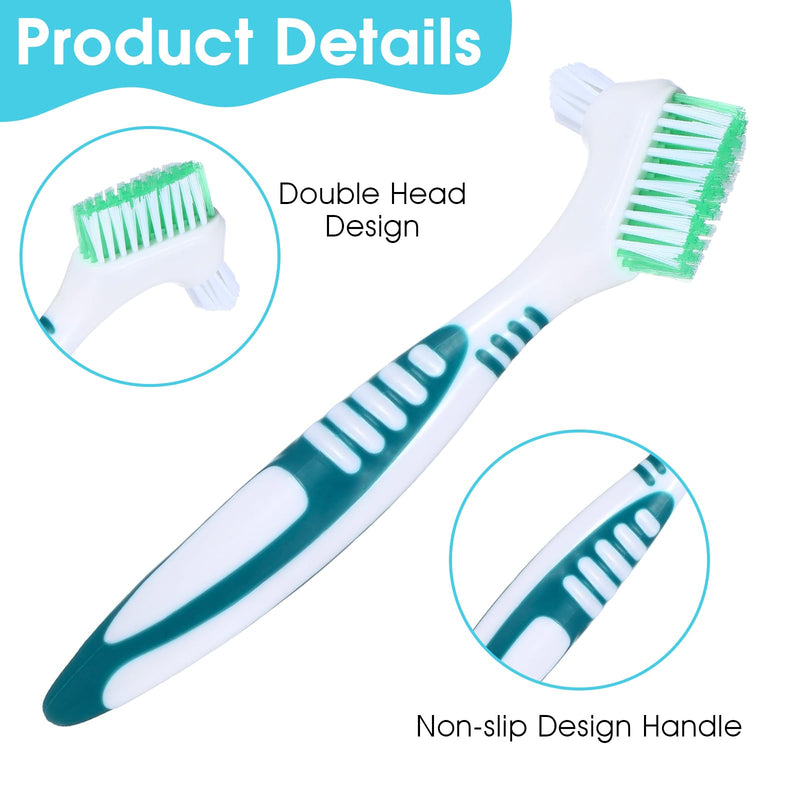 [Australia] - YUXIANLB Set of 2 Denture Cleaning Brushes Denture Toothbrushes Denture Cleaning Brush with White Case Multi-Layer Bristles & Ergonomic Rubber Handle for Denture Care Green & Blue 