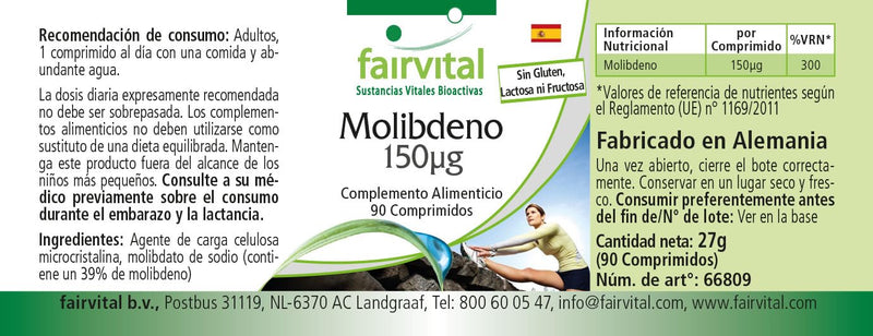 [Australia] - Fairvital | Molybdenum 150µg - 90 tablets - HIGH DOSE - essential trace element - VEGAN 