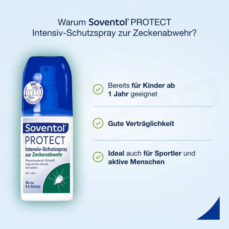 [Australia] - Soventol Protect Tick Intensive Protection Spray 100 ml for tick defense - for body & clothing - from 1 year - well tolerated - pleasant smell 
