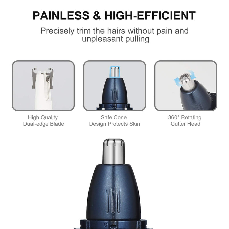 [Australia] - ONEDONE Nose Hair Trimmer - 3 in 1 USB Rechargeable Ear Nose Hair Trimmer for Men, Dual-Edge Blades Painless Electric Ear Trimmer Eyebrow Clipper Father's Day Gifts 