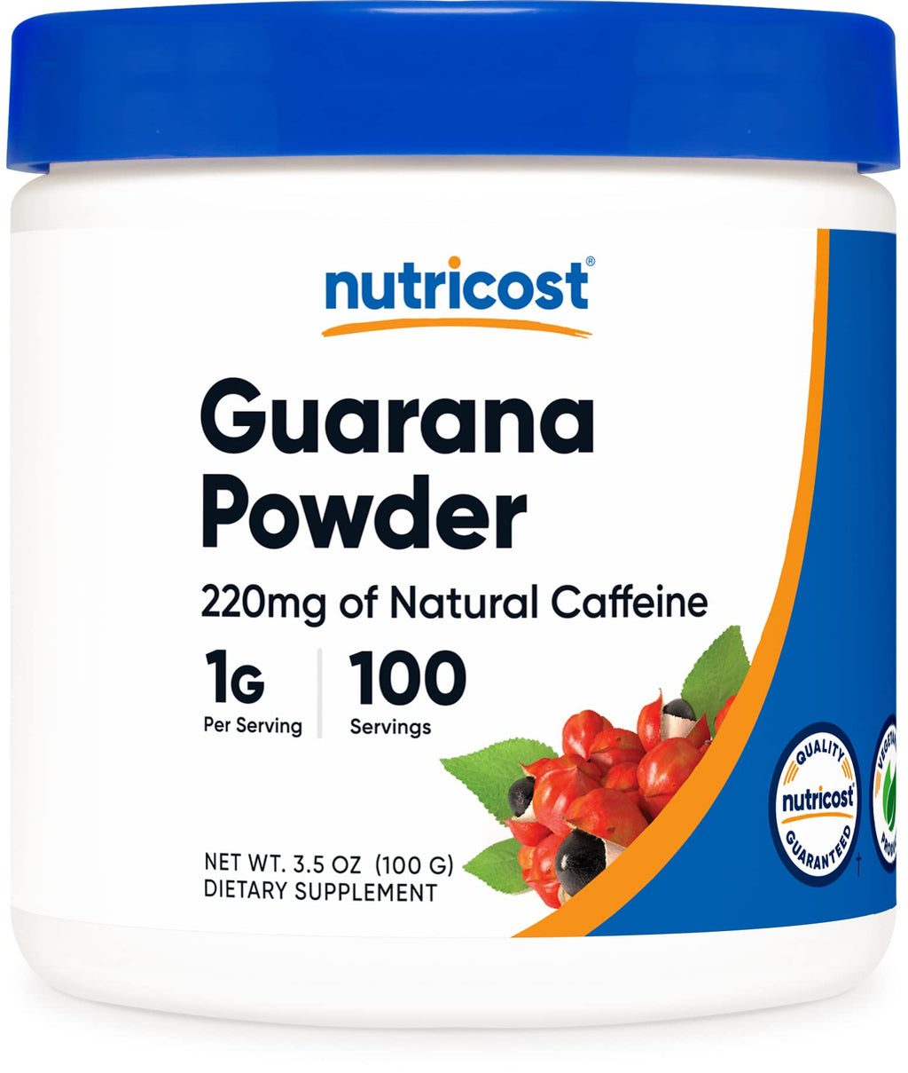 Nutricost Guarana Extract Powder 100 Grams - Natural Brazilian Herbal Caffeine/Energizer Supplement 3.5 Ounce (Pack of 1)