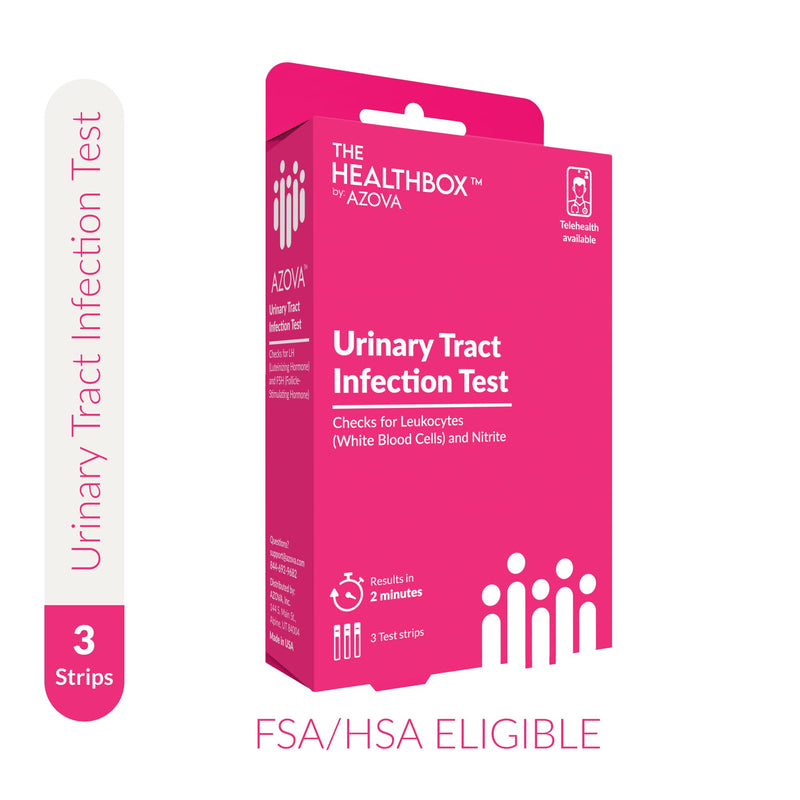 Urinary Health Test Strips | At-Home Wellness Monitoring Kit for Men, Women, and Children | Fast 2-Minute Results | Non-Invasive | 3 Tests | HSA/FSA Eligible by AZOVA UTI Test strips