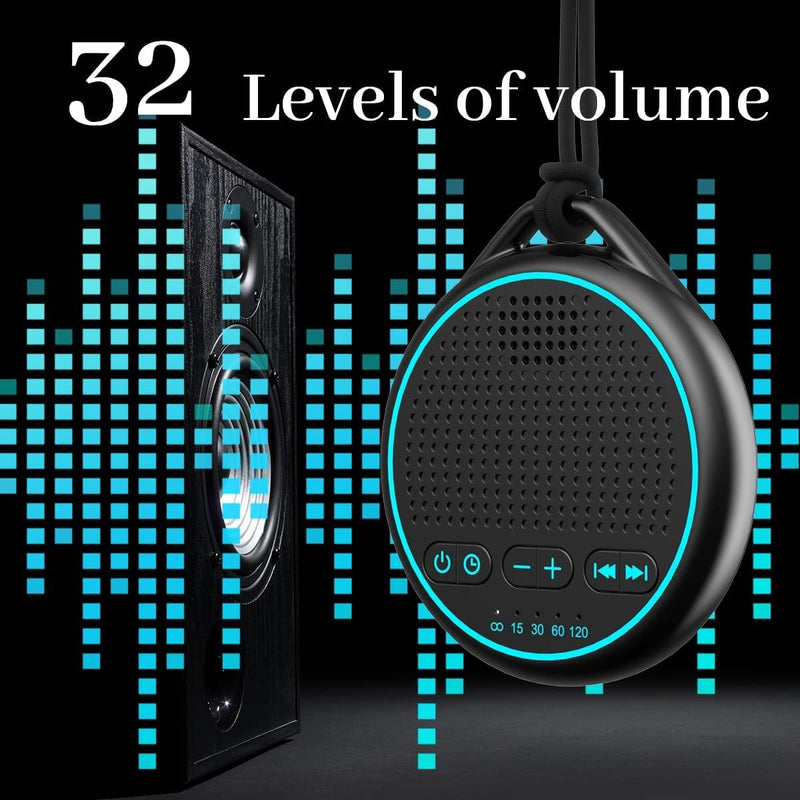 [Australia] - White Noise Sound Machine with 25 Soothing Natural Sounds Rechargeable Battery Portable for Travel 32 Volume Levels 5 Timers Compact Size for Baby Kids Adults Sleeping (Black-2024 Upgrade) Black 