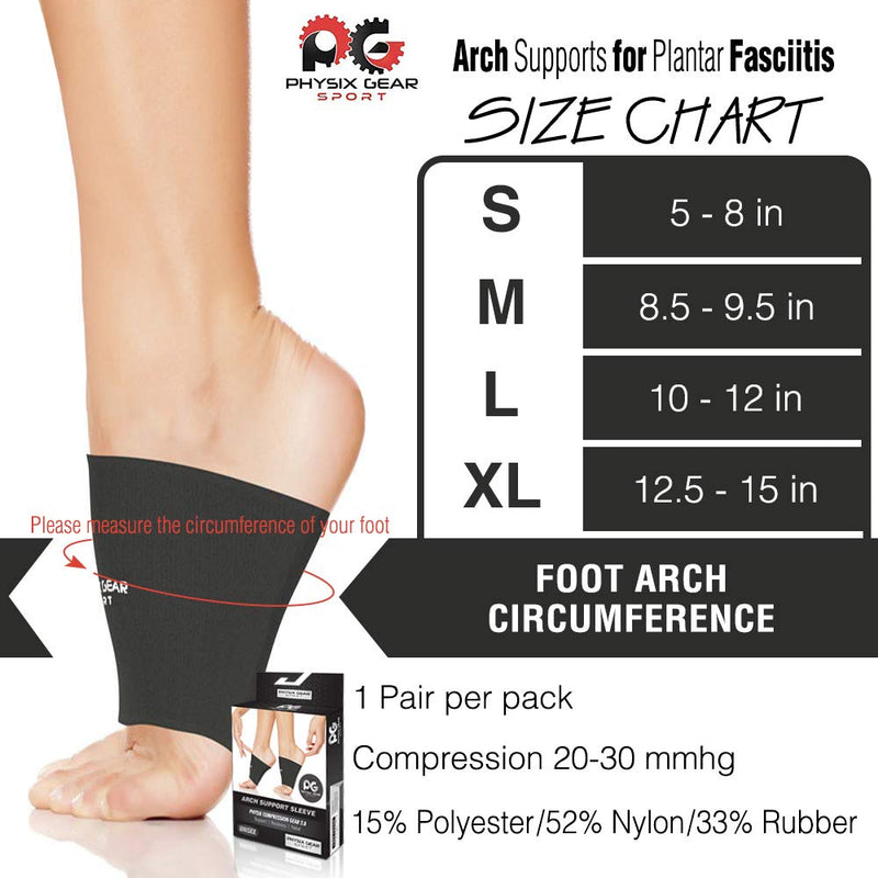 [Australia] - Physix Gear foot bandage metatarsal immediate pain relief for flat feet, splay feet, heel spurs, plantar fasciitis foot bandage midfoot with arch support flat foot insoles BLACK XL 