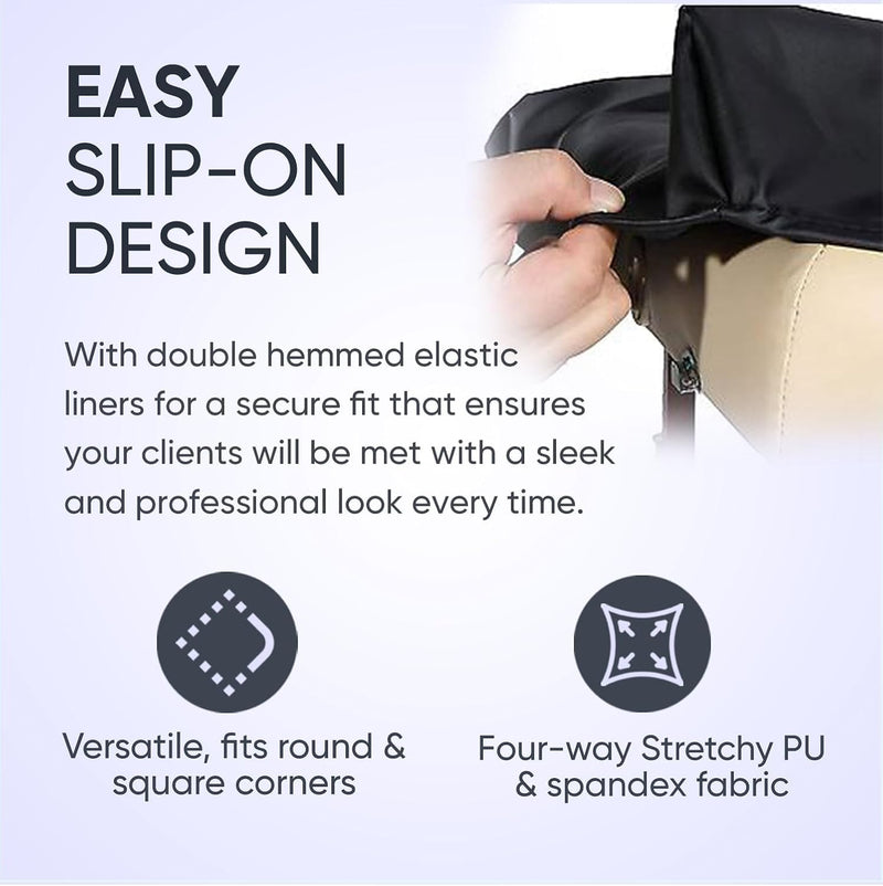 [Australia] - Vinyl Massage Table Protector Cover Fitted (Black) Black 