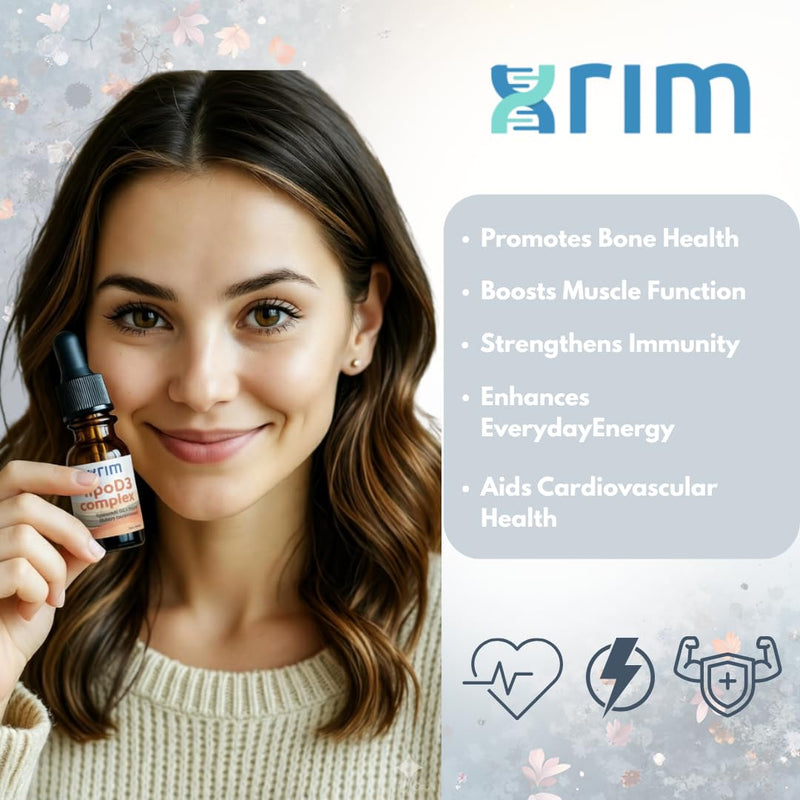 xrim Liposomal Vitamin D3 5000 IU + K2 + Selenium Liquid Supplement - High Absorption D3 for Immune Support & Bone Health - 30 Servings (2oz)