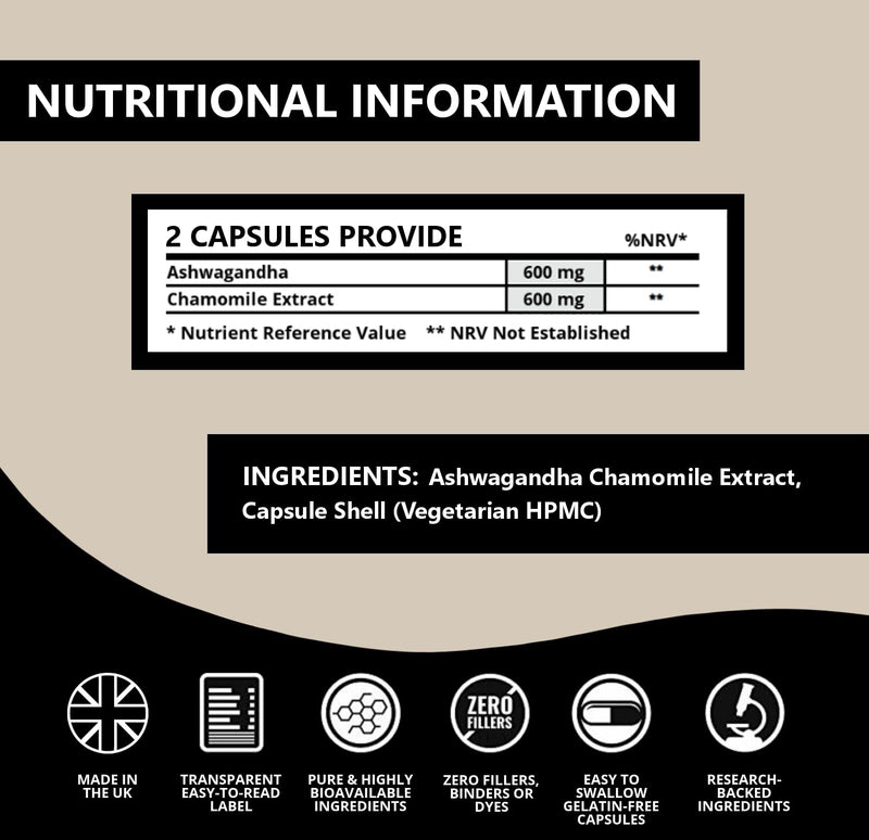 Brain Boost Nootropic Supplement, Supports Cognitive Function, Energy Levels, Focus & Memory Function, 60 Halal Vegetarian Capsules, with Ashwagandha & Chamomile Extract, DeenVida Nutrition