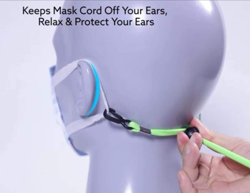[Australia] - Adjustable Mask Lanyard Extra Long Face Mask Neck Strap Hanger/Holder, Elastic Rope with Double Clips & Snap Button, Great for Kids & Adults, Value Pack of 5 Black, Blue, Navy, Orange, Green 