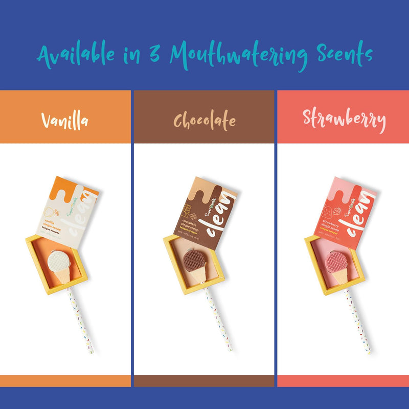 [Australia] - SuperMouth¬Æ Single Scoop Tongue Scraper for Toddlers & Kids Ages 2-5 ‚Äì Dual-Sided Brush & Scraper Removes Odor-Causing Buildup, Fights Bad Breath, Gentle Easy-Grip Design, 3 Scents, Early Oral Care Strawberry Single Scoop 