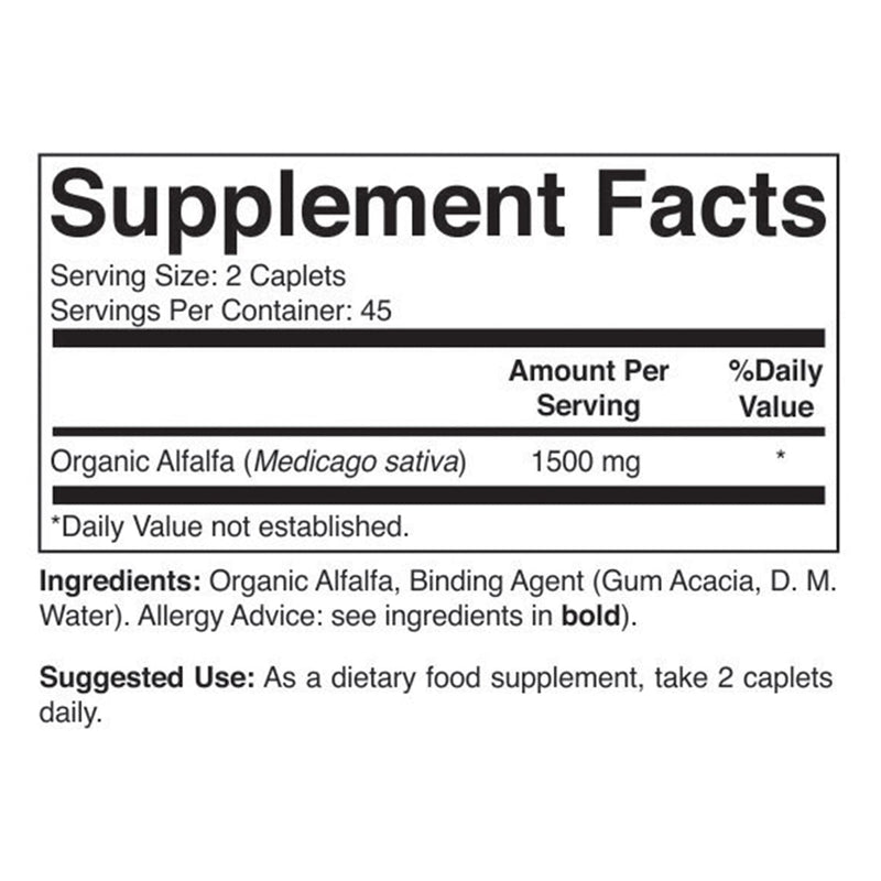 [Australia] - Brieofood Organic Alfalfa 1500mg, 45 Servings, Vegetarian, Gluten Free, 90 Vegetarian Tablets 