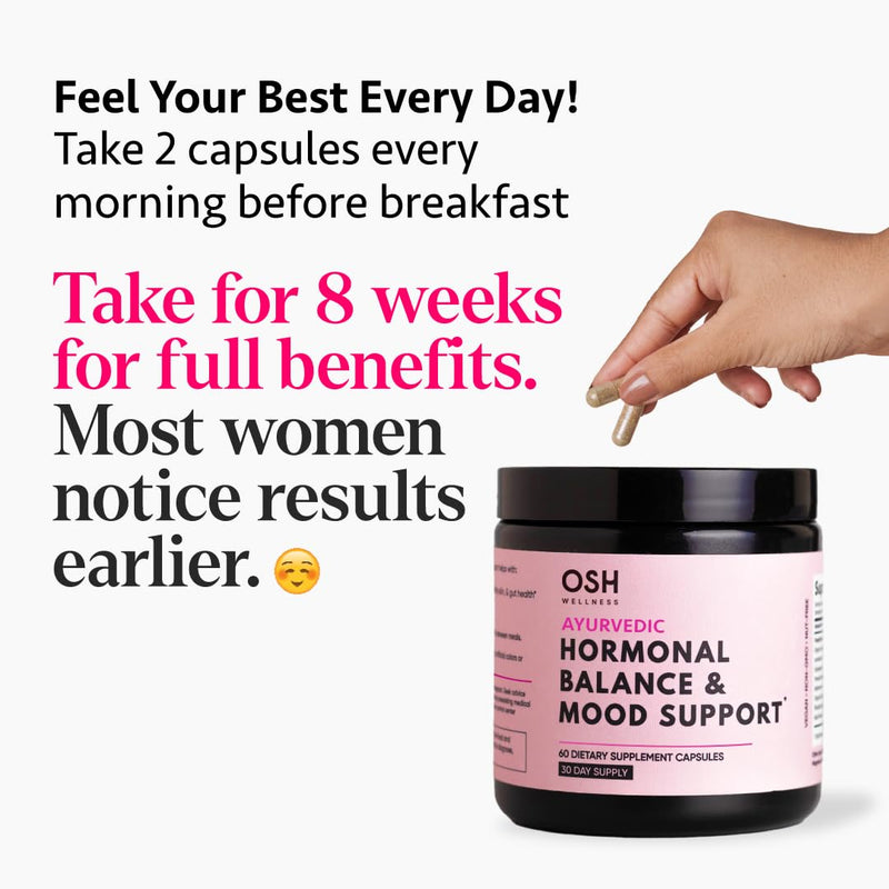 [Australia] - Ayurvedic Hormone Balance for Women | Cortisol Manager | Regulates Estrogen | Made in USA | Ashwagandha, Rhodiola, & Shatavari | Mood, Energy, & Sleep Support | Stress Relief | 60 Ct. - OSH Wellness 