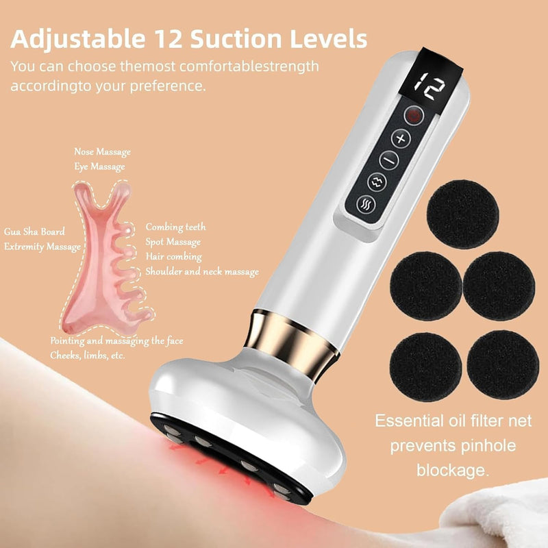 [Australia] - Intelligent Handheld Massage Tool for Anti - Cellulite, Electric Cupping Device with 12 Suction Modes. This Fat Remover Massager is suitable for Arms, Legs, Back and can be Used at Home. (jet - black) Jet - Black 