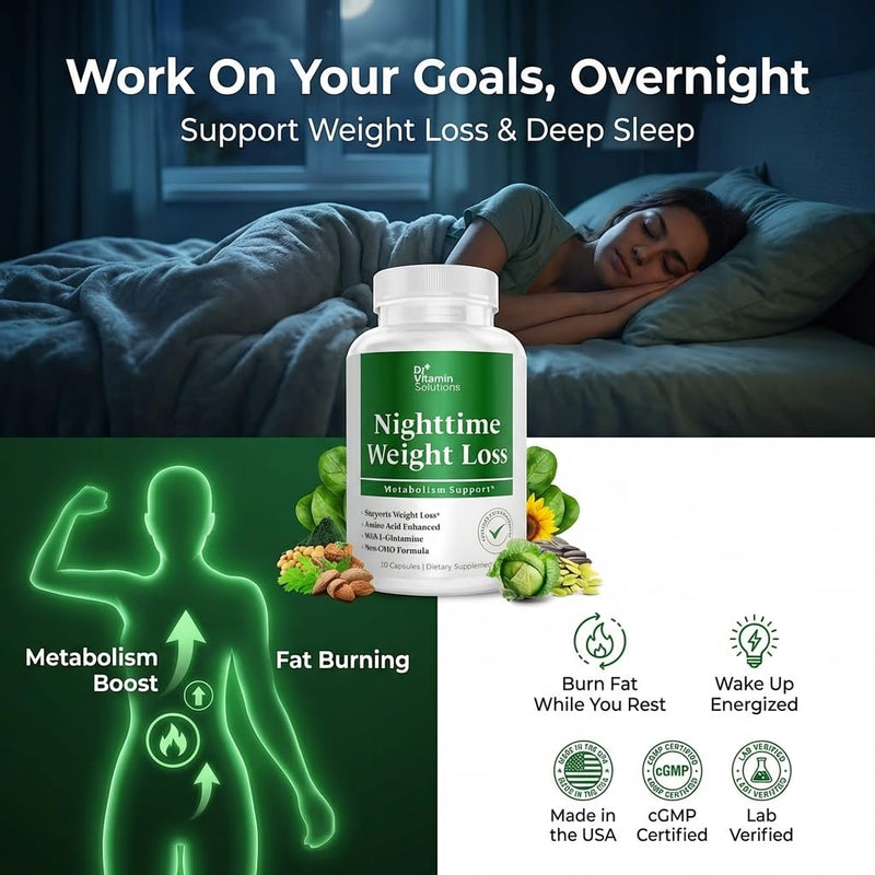 Nighttime Fat Burner Supplements - Appetite Suppressants for Weight Loss - Women & Men, Sleep & Relaxation - Metabolism Booster Weight Loss Pills 30 30 Count (Pack of 1)