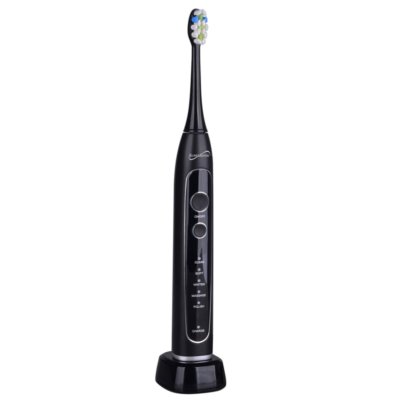 [Australia] - Supersonic TB-5100 Sonic Zoom Advanced Whitening Electric Toothbrush | 40,000 VPM | Wireless Charging | 5 Cleaning Modes | 8 Brush Heads | Auto Timer | Travel Case | Black 