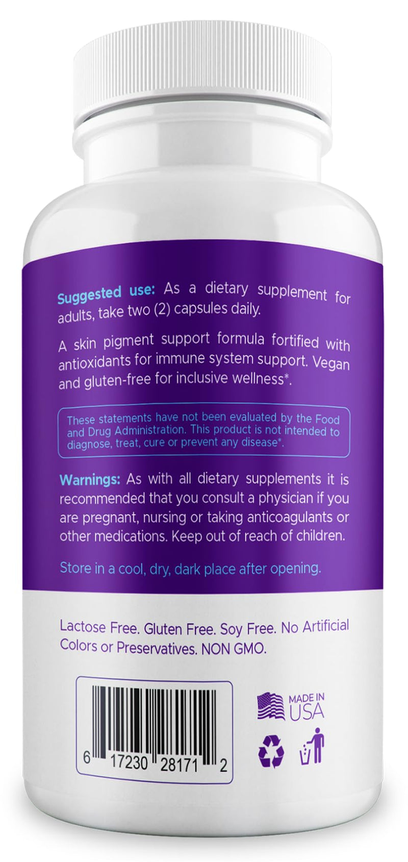 Vitiligo Capsules 60 Count | 1 Month | Improve Skin Pigmentation Support and Reduce White Spots | Effective Vitiligo Supplement | Natural Solution for White Spots on Skin. (2) 2