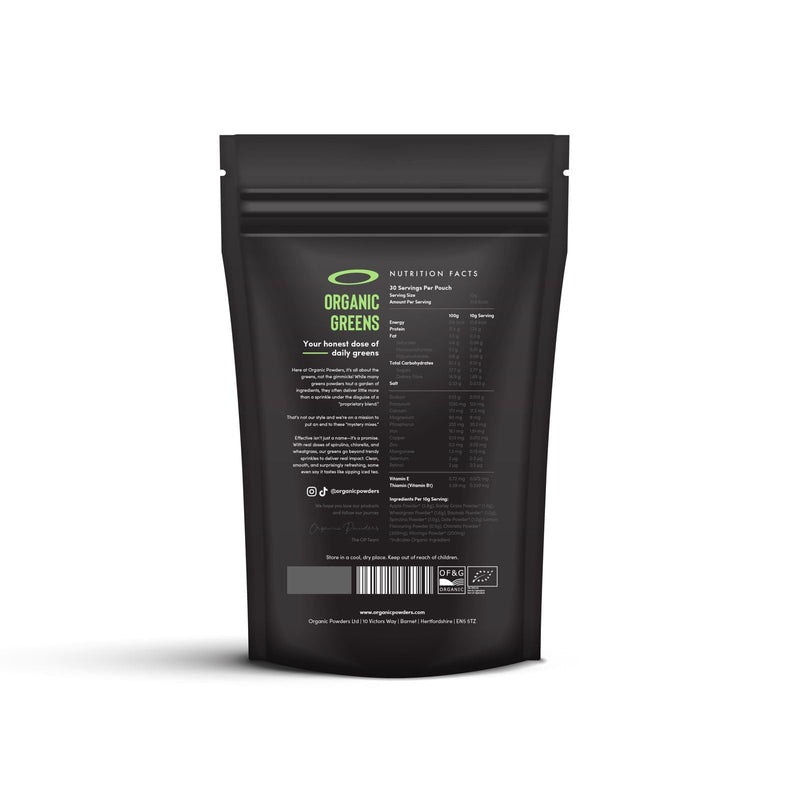 Organic Greens Powder 300g | 8 Certified Organic Superfoods | Spirulina, Chlorella, Wheatgrass, Moringa & More | Immunity, Energy & Gut Health | Vegan | Organic Powders
