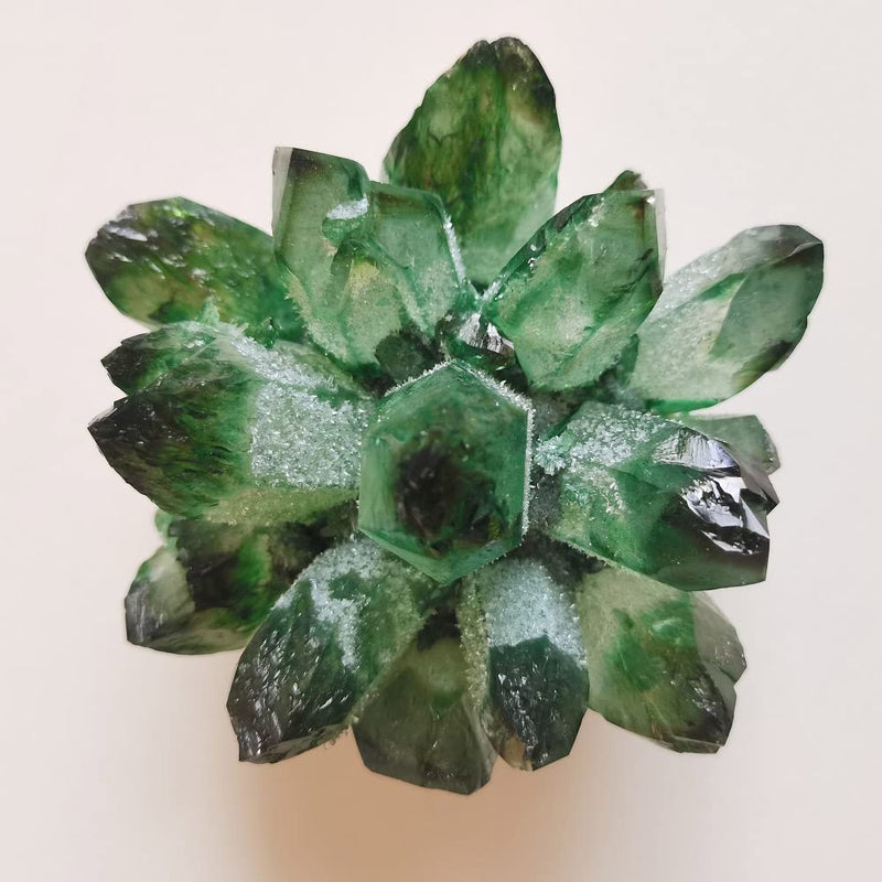Natural Crystal Cluster Clear Quartz Mineral Green Ghost Crystal Cluster Amethsyt Cluster Healing Ornament (Green Ghost Cluster, 0.88-1.1lb) Green Ghost Cluster
