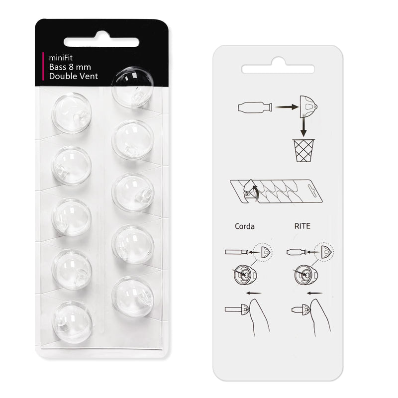 [Australia] - (Double Vent 8mm) Hearing Aid Domes for Oticon Minifit, Oticon Ear Caps Replacements Parts Accessories Domes for Oticon Hearing Aid Supplies Cleaning Kits(30 Pcs) Double Vent-8 MM White-3 Packs 