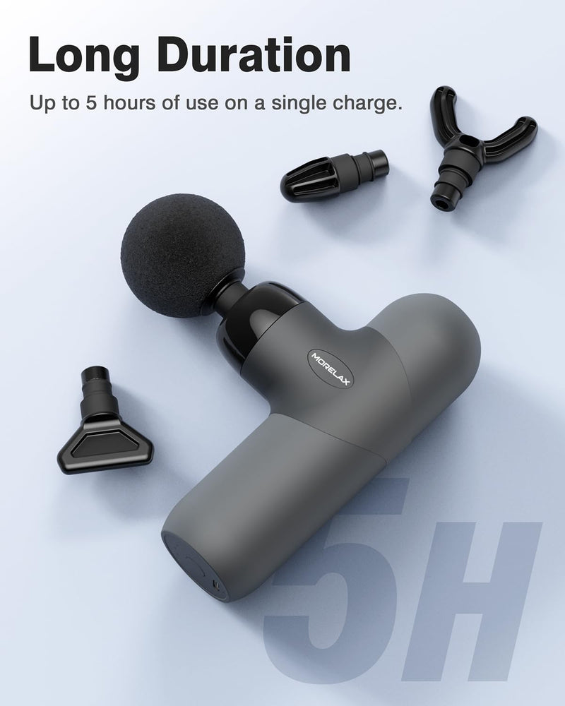 [Australia] - Mini Massage Gun, Percussion Muscle Massager for Back Pain Relief, Compact Sports Travel Massage Gun with 6 Massage Heads 4 Speeds, Gift for Her, Home, Athletes Silver 