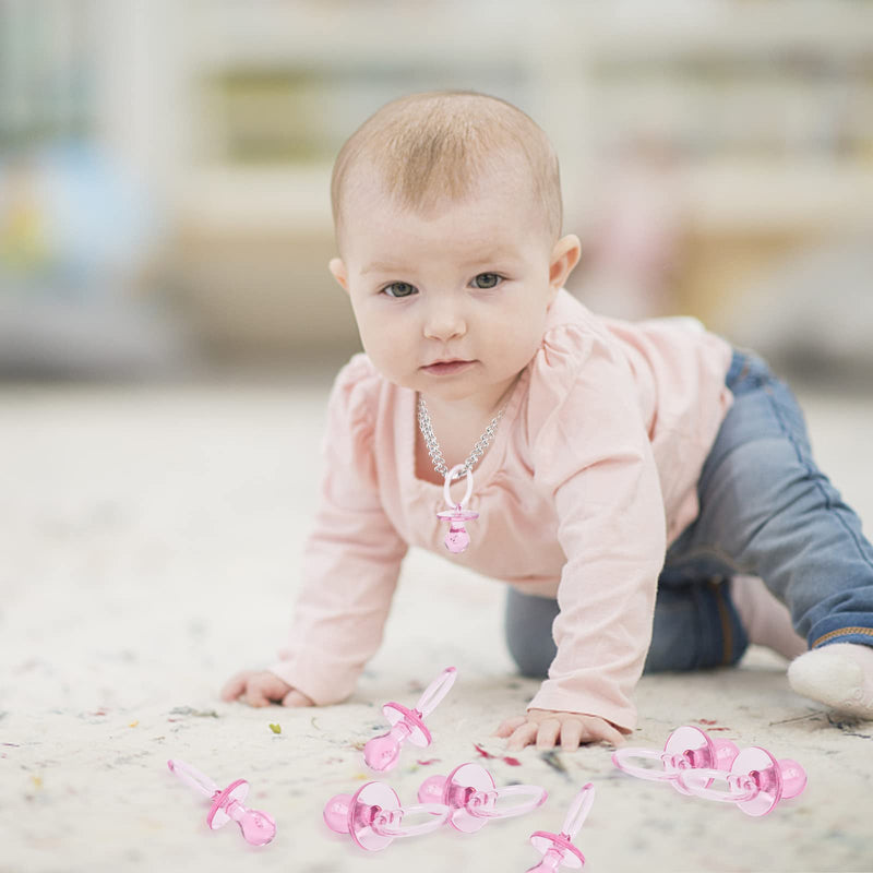 [Australia] - 50 Pieces 2.75 Inch Baby Pacifier Baby Shower Plastic Pacifier for Baby Shower Pacifier, Baby Shower Gender Show Party Decoration DIY Baby Shower Birthday Party Gift (Pink) Pink 