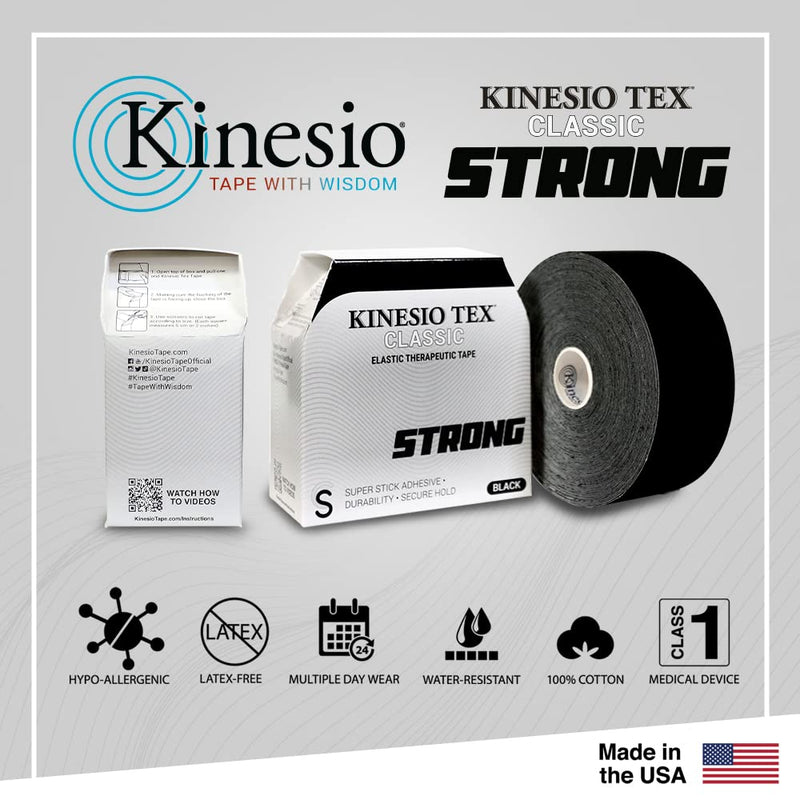 Kinesio Tape - Tex Classic Strong - Elastic Therapeutic Athletic Tape - Super Stick for Extended Wear - 2 in. x 49.2 ft Roll
