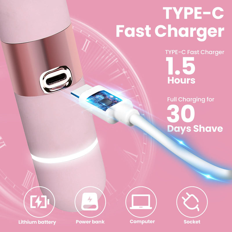 [Australia] - Electric Bikini Trimmer for Women, Electric Razors for Women Glow Aura Womens Shaver, Quiet Dual Head Waterproof Cordless Rechargeable Painless Trimmer for Underarms, Legs, Body (Pink) Pink 