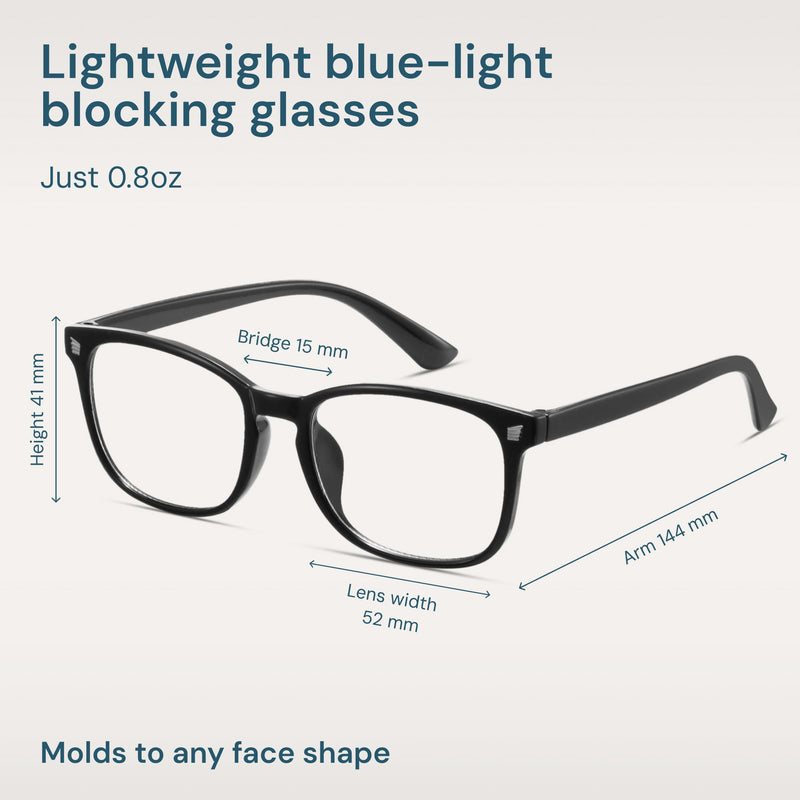 [Australia] - Blue Light Blocking Glasses - Fashion Square Eyeglasses, Anti UV Ray Computer Gaming Glasses Blue Blockers for Women/Men *Black & Transparent 2 