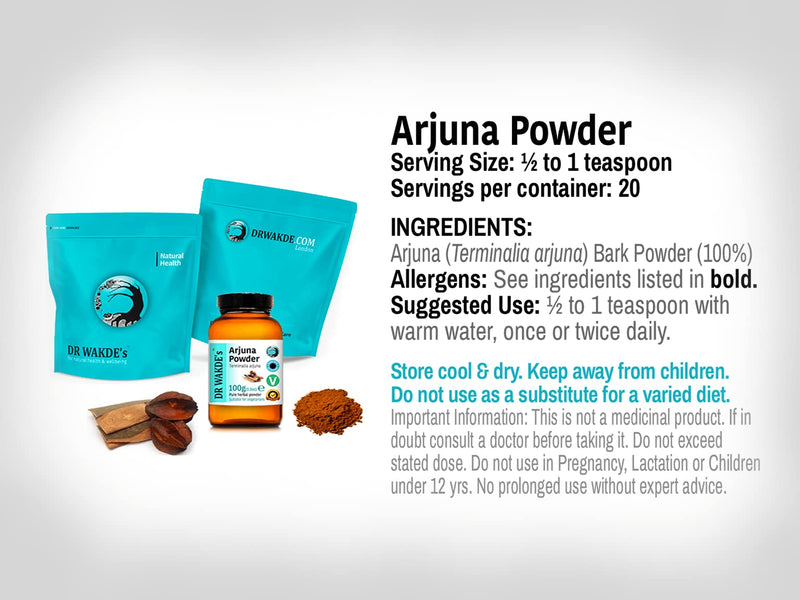 [Australia] - DR WAKDE'S Arjuna Bark Powder (Terminalia arjuna) - 500g (1.1lb) | Pure, Raw & Dried Powder | Natural Aroma and Freshness | Fine Powder | Vegan | Premium Grade | Nothing Added, Nothing Removed 