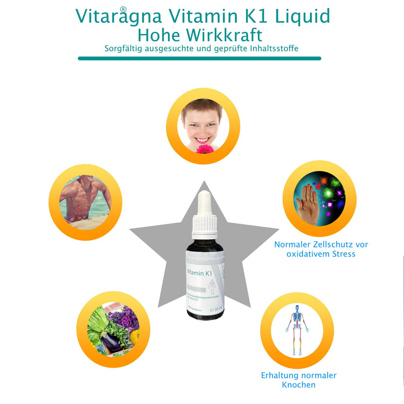 [Australia] - VITARAGNA Vitamin K1 liquid drops, Phytomenadione K drops - high-dose liquid dissolved in olive oil, 30 ml, 480 daily doses 