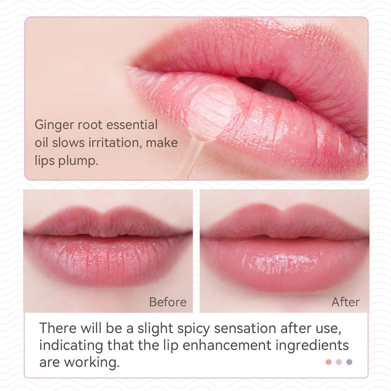 Ginger Lip Mask Magical Lip Plumper, Lip Plumping Balm with Beeswax and Vitamin E, DEROL Lip Plumper, Day&Night Use Lip Enhancer for Fuller, Softer Bigger Fuller Lips by Natural Lip Plumper