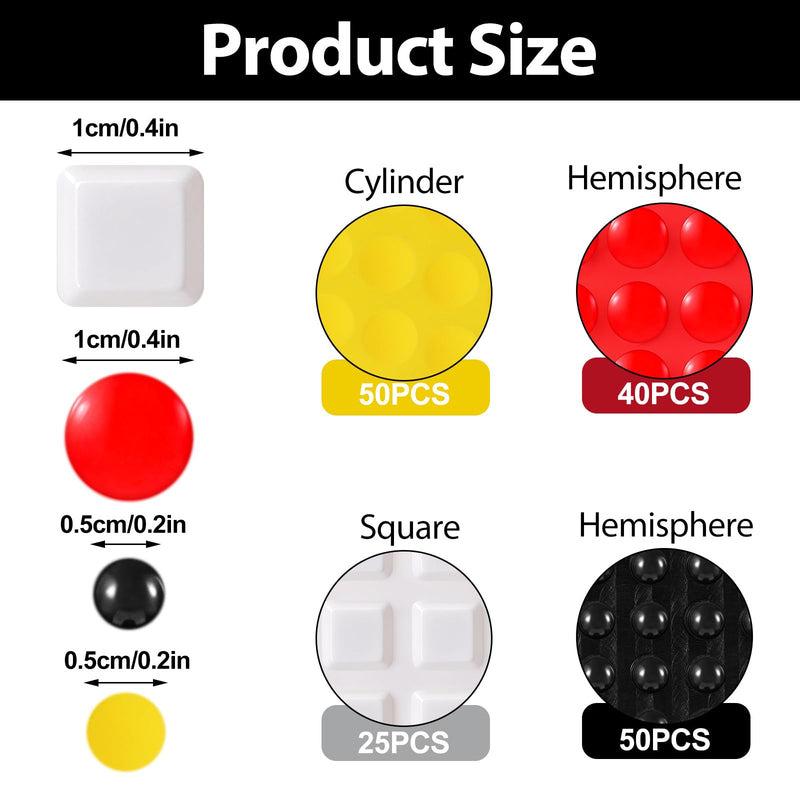 165 Pcs Bump Dots for Visually Impaired, Braille Stickers(Red,Black,White,Yellow), Low Vision Aids Tactile Stickers for Elderly, Blind, Low Vision,Obvious Touch and Easy to Distinguish