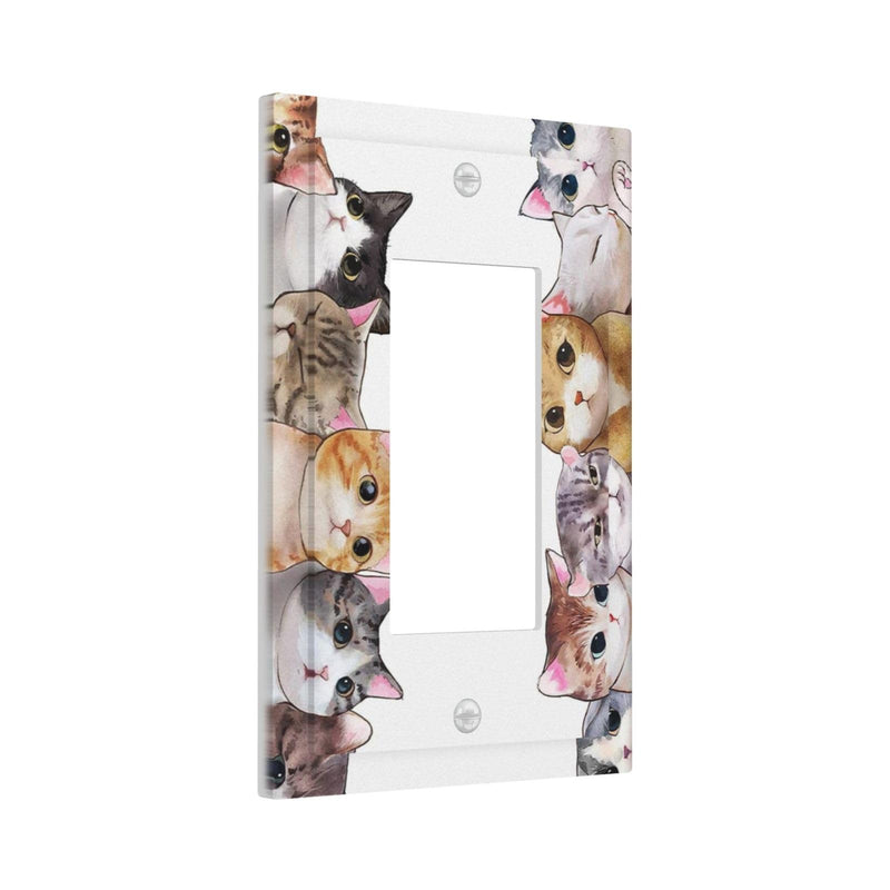 [Australia] - Decorative Outlet Wall Plate Lovely Kitten Cats 1 Gang Rocker Decorative Switchplate Faceplate Gfci Light Switch Covers for Farmhouse Home Decor 1-Gang Rocker /5 x 3 IN 