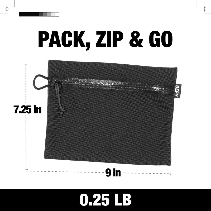 DEFY Project Ballistic Travel Pouch | Lightweight Nylon Organizer | Premium Tech Wallet | Water Resistant Travel Organizer (Large, Black) Large Ballistic Nylon Black