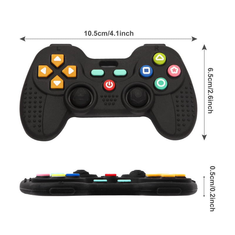 [Australia] - 2 Pack Silicone Teething Toys for Babies 0-6 Months, Teethers for Babies 6-12 Months, Remote Teether for Baby, Sensory Toys for Babies, Baby Chew Toys Black-Black 