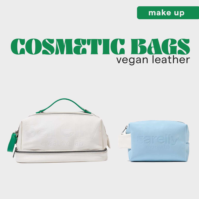 SARELLY, Mini Makeup Bag, Blue Vegan Leather with Compartments, Leak-proof, Sarelly Creativo Lab Baby Blue