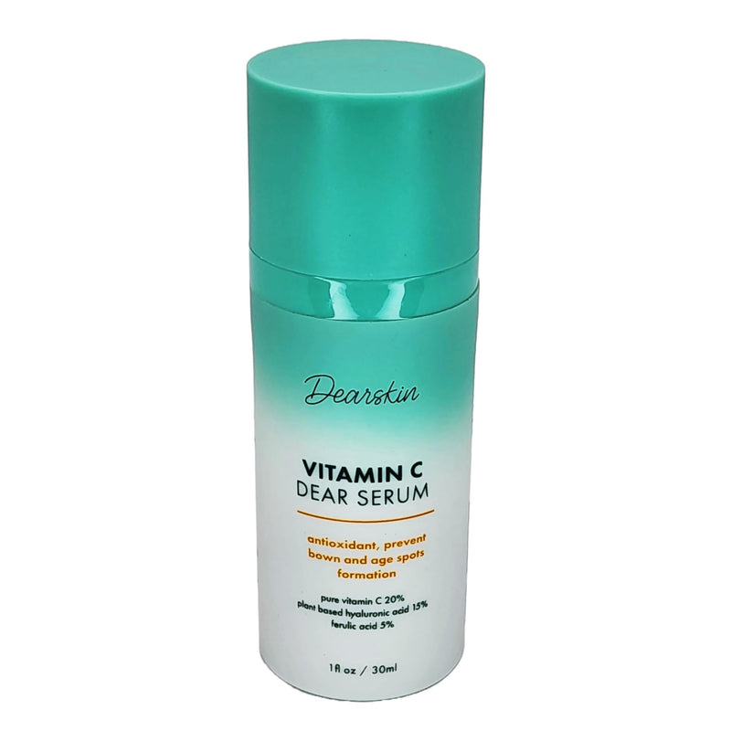 Dearskin Vitamin C Serum 20% - PURE L-ASCORBIC ACID, Ferulic Acid, Hyaluronic Acid Botanic, Vitamin E Organic Cruelty Free for Face and Neck Best Antioxidant, Treatment for Wrinkles, Men and Women Combo