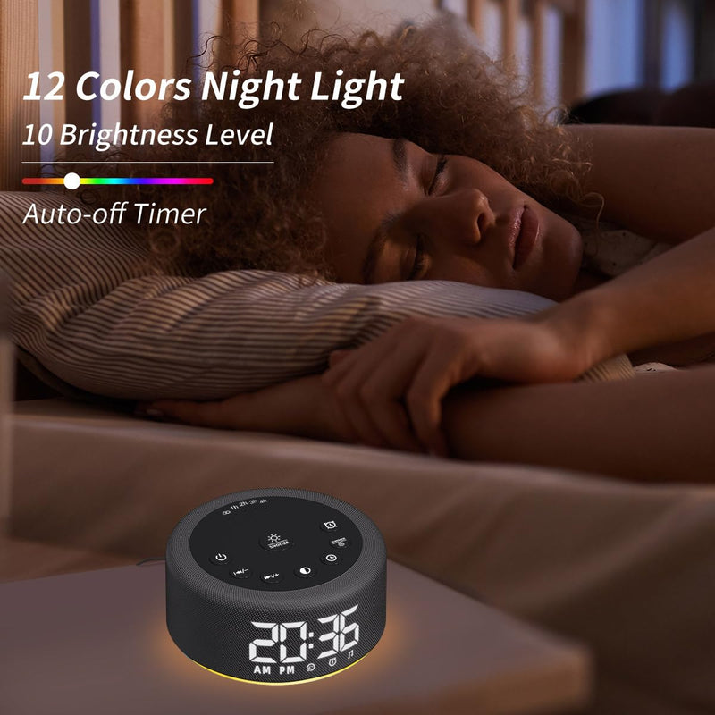 [Australia] - 【3 in 1】 Sound Machine Alarm Clock Night Light White Noise Machine with 27 Sleeping Sounds for Baby Kids Adults 32 Level Volume Auto Off Timer Memory Function Digital Clock with 30 Wake Up Sounds Light black 
