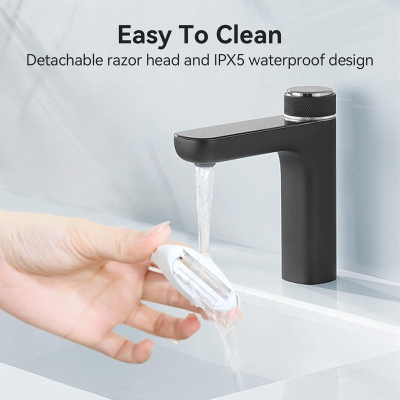 Painless Bikini Trimmer for Women, Electric Razor Trims All Hair Lengths, Gentle on Sensitive Skin for Bikini Line, Underarms, Legs, IPX5 Waterproof, Cordless for Travel & Shower Use