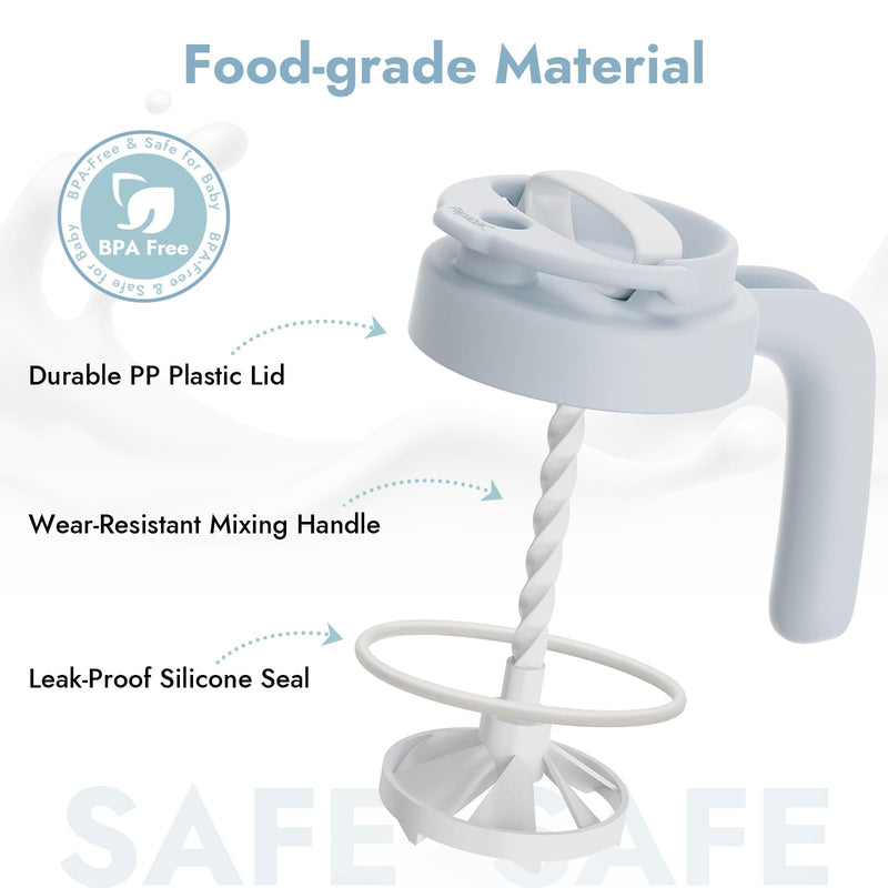 [Australia] - Papablic 32oz Formula Mixing Pitcher Lid, Breastmilk Pitcher Mixing Handle & Flip Locking Spout for Mixing Formula/Breastmilk/Protein Powder/Coffee, Blue Blue Lid 