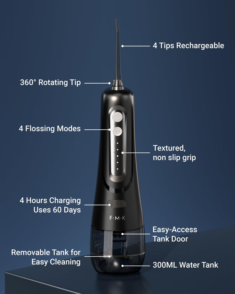 [Australia] - Water Flosser & Electric Toothbrush for Adults Oral Irrigator & Sonic Toothbrush 2-1 Oral Clean Kit (Black) Black 