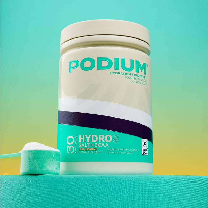 [Australia] - Podium Nutrition, Instantized BCAA Powder, Hydro and Salt 2025, 30 Servings, Electrolytes, Hydration, Recovery (Peach Mango) Peach Mango 