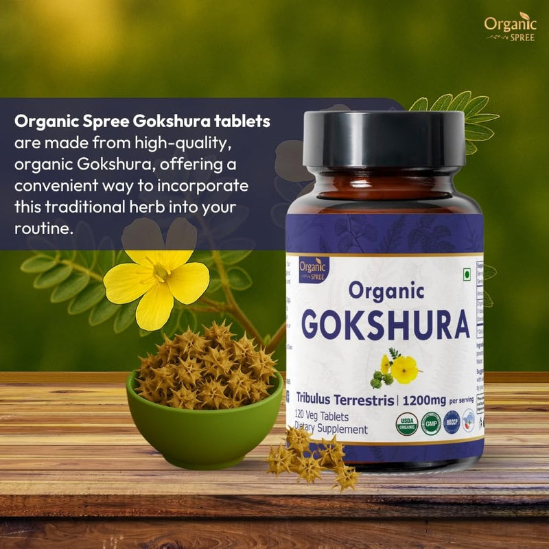 [Australia] - Gokshura 120 Tablets | Tribulus Terrestris (Gokshura) | USDA Organic Certified| Supports Immunity and Strength | Organic and Natural 120tab 120 Count (Pack of 1) 