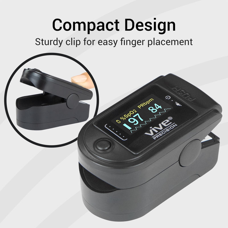 [Australia] - Vive Precision Pulse Oximeter - Oxygen Monitor Fingertip, Heart Rate Medical Grade Sensor LED Display - Accurate Finger Meter For Saturation SpO2, Lanyard & Batteries Included 