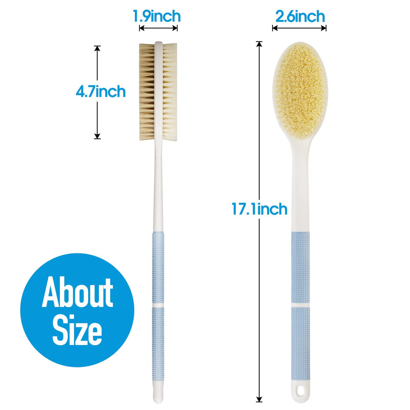 [Australia] - Back Scrubber Anti Slip for Shower,Shower Brush Long Handle with Stiff and Soft Bristles,Body Exfoliator for Bath or Dry Brush(Blue) Blue 
