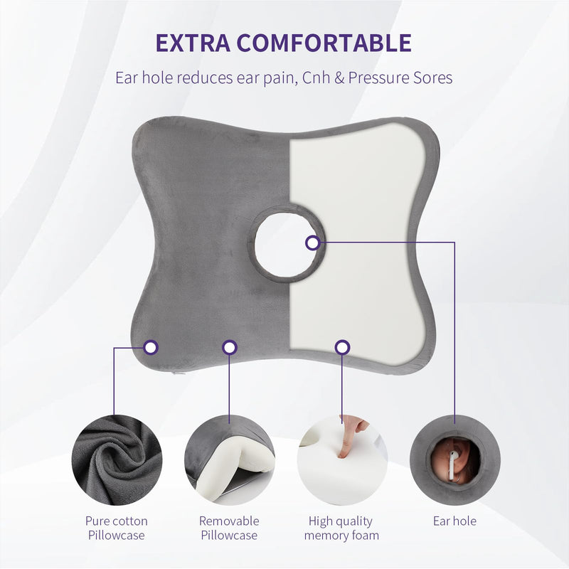 [Australia] - Ear Pillow, Upgrade Memory Foam EarPain Relief, CNH Pillow for Ear Piercings, Light Grey 