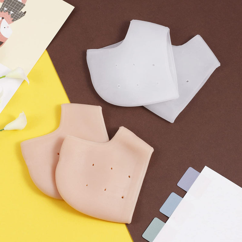 [Australia] - Pack of 4 silicone heel pads, breathable heel spur insoles, heel protection for shoes, heel cushion to relieve heel pain, dry cracked white, flesh coloured 